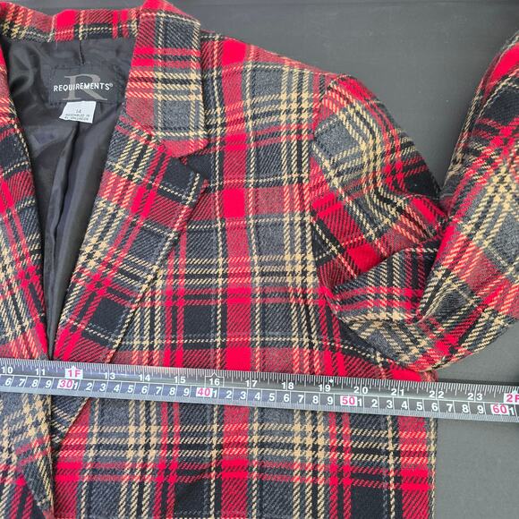 Vtg Requirements Wool Blazer Jacket Womens 14 Holiday Plaid Academia Preppy Lux - Picture 7 of 10